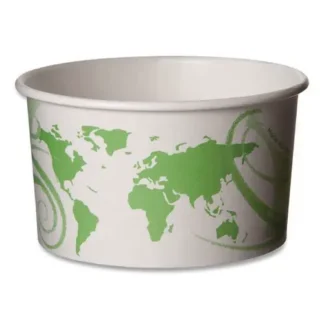 Eco-Products® World Art PLA-Laminated Soup Containers, 5 oz, White/Green, Paper, 1,000/Carton