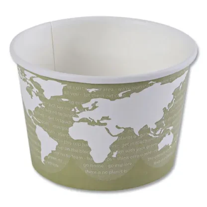 Eco-Products® World Art Renewable and Compostable Food Container, 16 oz, Seafoam, Paper