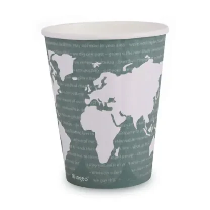 Eco-Products® World Art Renewable and Compostable Insulated Hot Cups, 12 oz, Brown/White, 40/Pack, 15 Packs/Carton