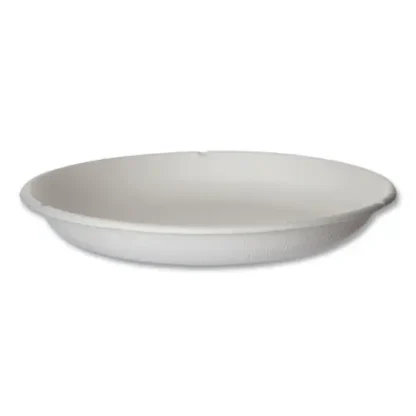 Eco-Products® WorldView Renewable Molded Fiber Containers, 9" Diameter x 1.4" h, White, 400/Carton