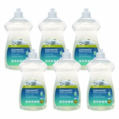 ECOS® PRO Dishmate Manual Dish Liquid, Free and Clear, 25 oz Squeeze Bottle, 6/Carton