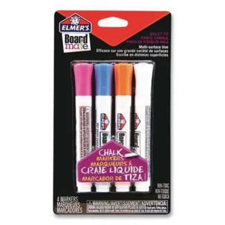 Elmer's® Boardmate Wet Erase Chalk Markers, Broad Bullet Tip, Assorted Colors, 4/Pack