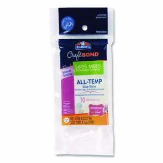 Elmer's® Craftbond Less Mess All-Temp Glue Sticks, Mini, 0.27 x 4, Dries Clear, 10/Pack