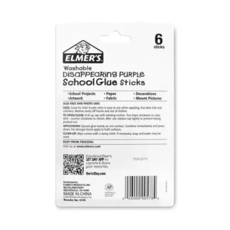 Elmer's® School Glue Stick, 0.77 oz, Applies Purple, Dries Clear, 6/Pack