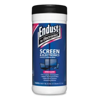 Endust® Antistatic Cleaning Wipes, Premoistened, 70/Canister, White, 5 x 7, Clean Scent
