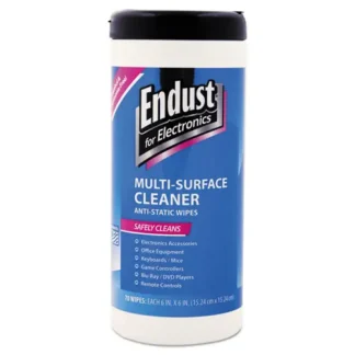 Endust® Antistatic Premoistened Wipes for Electronics, Cloth, 6" x 6", Unscented, 70/Tub
