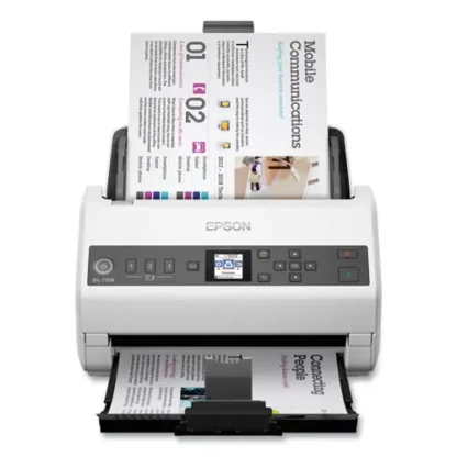 Epson® DS-730N Network Color Document Scanner, 600 dpi Optical Resolution, Network-Ready, Duplex, 100-Sheet Auto Document Feeder