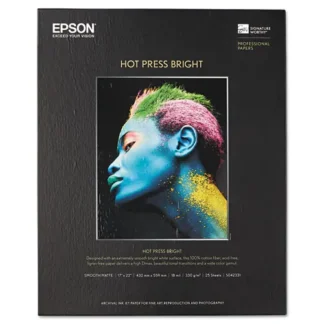 Epson® Hot Press Bright Fine Art Paper, Smooth Matte, 17 x 22, 25 Sheets, 17 mil