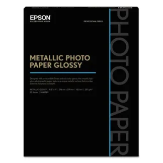 Epson® Professional Media Metallic Gloss Photo Paper, 8.5 x 11, 25 Sheets, White