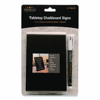Excello Global Products® Tabletop Chalkboard Signs, 3/Pack, Black Surface, 4" x 6"