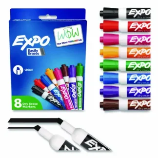 EXPO® Low-Odor Dry-Erase Marker, Broad Chisel Tip, Assorted Colors, 8/Set