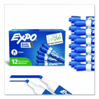 EXPO® Low-Odor Dry-Erase Marker, Broad Chisel Tip, Blue, Dozen