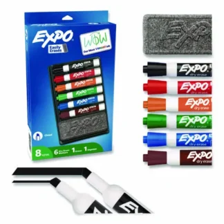EXPO® Low-Odor Dry Erase Marker and Organizer Kit, Broad Chisel Tip, Assorted Colors, 6/Set