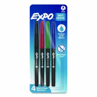EXPO® Wet Erase Markers, Fine Bullet Tip, Assorted Colors, 4/Pack