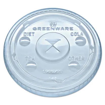 Fabri-Kal® Greenware Cold Drink Lids, Clear, Plastic, 1,000/Carton