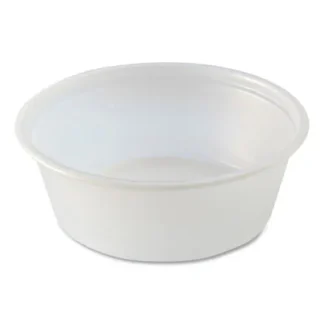 Fabri-Kal® Portion Cups, Squat, 1.5 oz, Plastic, Translucent, 125/Sleeve, 20 Sleeve/Carton