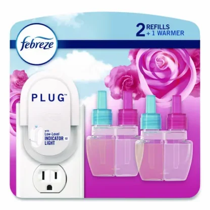 Febreze® Air Freshener Warmer Starter Kit, Clear/White, with (2) Downy April Fresh Refills