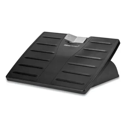 Fellowes® Adjustable Locking Footrest with Microban, Black/Silver