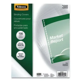 Fellowes® Crystals Transparent Presentation Covers, Clear, 11 x 8.5, 3-Hole Punched, 100/Pack