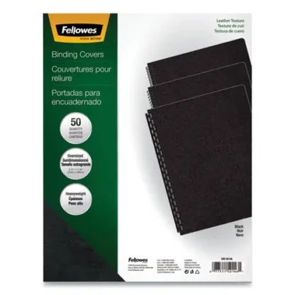 Fellowes® Executive Leather-Like Presentation Cover, Black, 11.25 x 8.75, Unpunched, 50/Pack