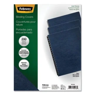 Fellowes® Expressions Classic Grain Texture Presentation Covers, Navy, 200/Pack