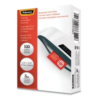 Fellowes® Laminating Pouches, 5 mil, 3.75" x 2.25", Gloss Clear, 100/Pack