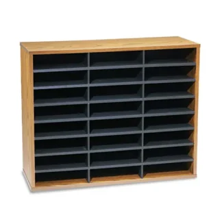 Fellowes® Literature Organizer, 24 Letter Compartments, Medium Oak