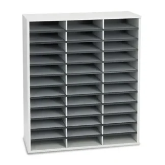 Fellowes® Literature Organizer, 36 Letter Compartments, Dove Gray