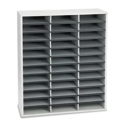 Fellowes® Literature Organizer, 36 Letter Compartments, Dove Gray