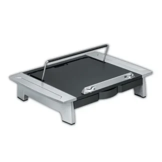 Fellowes® Office Suites Monitor Riser Plus, Black/Silver, Supports 80 lbs