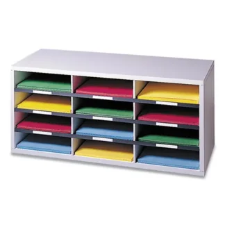 Fellowes® Particle Board Desktop Sorter, 12 Compartments, Dove Gray