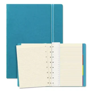 Filofax® Notebook, 1-Subject, Medium/College Rule, Aqua Cover, 8.25" x 5.81", 112 Sheets