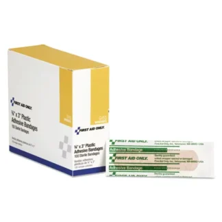 First Aid Only™ Plastic Adhesive Bandages, 3" x 0.75", 100/Box