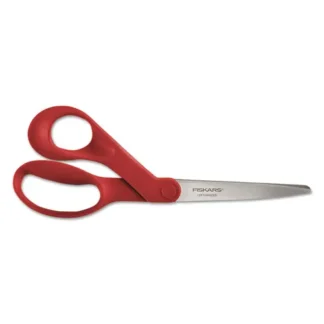 Fiskars® Our Finest Left-Hand Scissors, Offset Red Handle, 8" Overall Length, 3.3" Cut Length