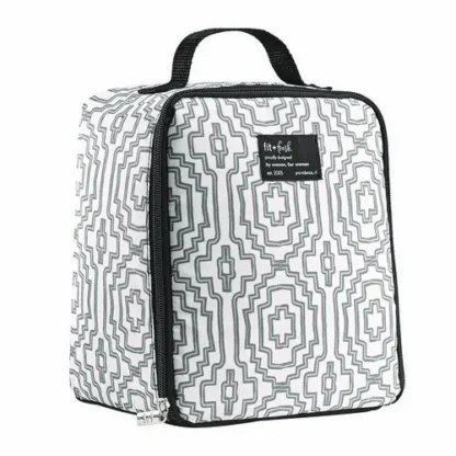 fit + fresh Lunch Bag, Black and White Geometric, 8" x 6" x 10"