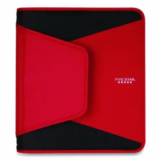 Five Star® Tech Zipper Binder, 3 Rings, 1.5" Capacity, 11 x 8.5, Red/Black Accents