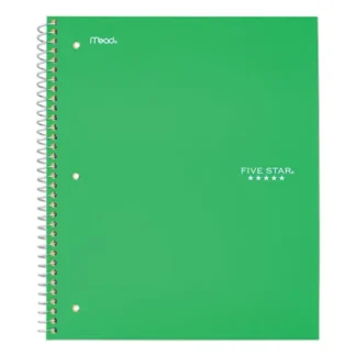 Five Star® Wirebound Notebook, 1-Subject, Medium/College Rule, Green Cover, 100 Sheets, 11 x 8.5 inches