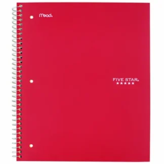 Five Star® Wirebound Notebook, 1-Subject, Medium/College Rule, Red Cover, 100 Sheets, 11" x 8.5"