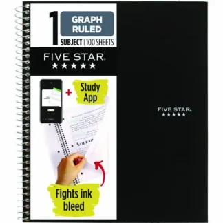 Five Star® Wirebound Notebook, 1-Subject, Quadrille Rule, Randomly Assorted Cover, 100 Sheets, 11 x 8.5 Inches