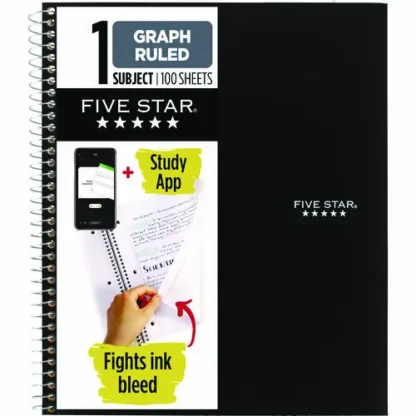 Five Star® Wirebound Notebook, 1-Subject, Quadrille Rule, Randomly Assorted Cover, 100 Sheets, 11 x 8.5 Inches