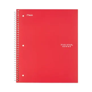 Five Star® Wirebound Notebook, 1-Subject, Wide/Legal Rule, Red Cover, 100 Sheets, 10.5" x 8"