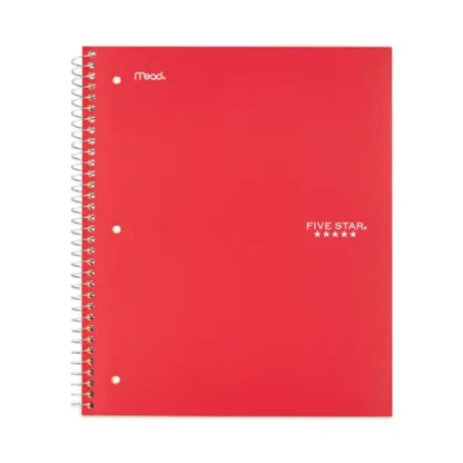 Five Star® Wirebound Notebook, 1-Subject, Wide/Legal Rule, Red Cover, 100 Sheets, 10.5" x 8"