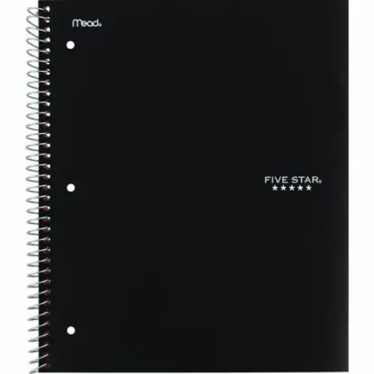 Five Star® Wirebound Notebook, 5-Subject, Medium/College Rule, Assorted Colors, 200 Sheets, 2 Pack