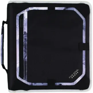 Five Star® Zipper Binder, 3 Rings, 2" Capacity, 11 x 8.5, Black/Gray Accents