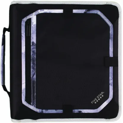 Five Star® Zipper Binder, 3 Rings, 2" Capacity, 11 x 8.5, Black/Gray Accents