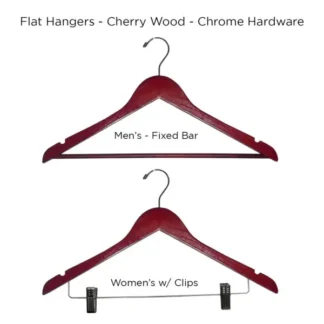 Flat Hangers – Multiple Styles – Cherry/Chrome – Case of 100