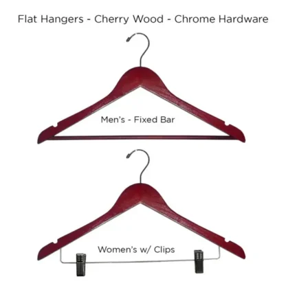 Flat Hangers – Multiple Styles – Cherry/Chrome – Case of 100