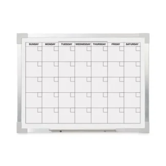 Flipside Framed Calendar Dry Erase Board, Monthly Planning/Scheduling, 24" x 18", White Surface, Satin Aluminum Frame