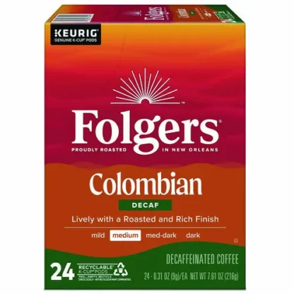 Folgers® 100% Colombian Decaf Coffee K-Cups, 24/Box
