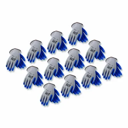 G-Tek® GP Latex-Coated Cotton/Polyester Gloves, Medium, Gray/Blue, 12 Pairs